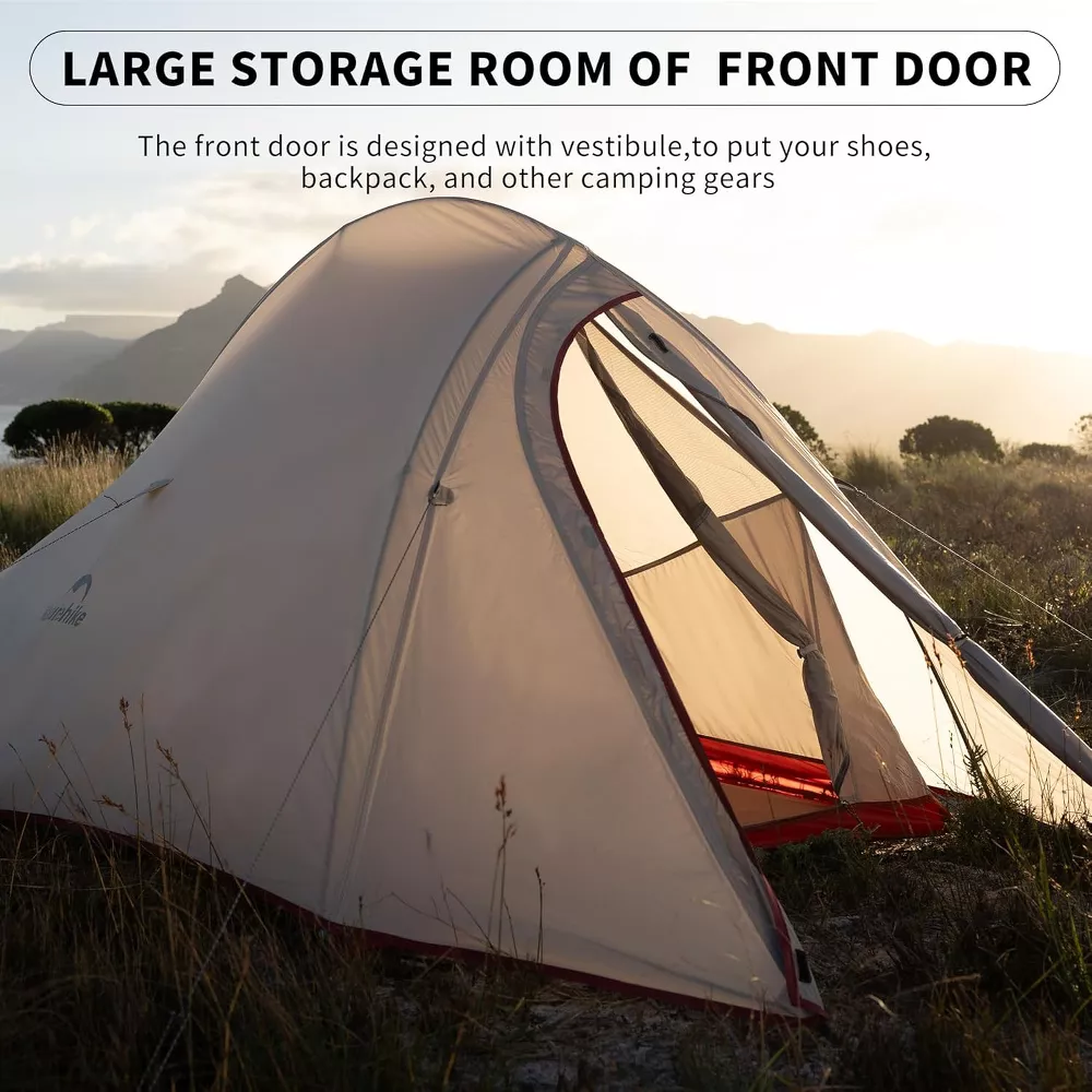Naturehike 2 Person Tent Lightweight Backpacking Tent with Footprint - Free Standing Ultralight Camping Hiking Backpack Tents, 7.22×5.25ft, Gray