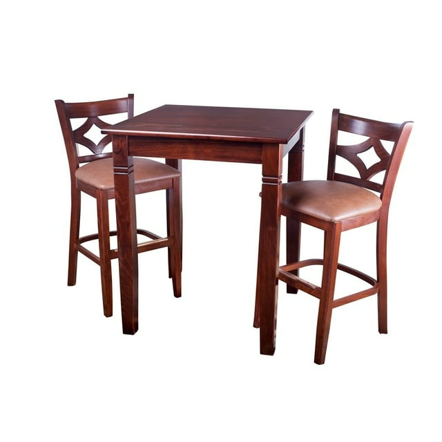 Beechwood Mountain 3 Piece Solid Wood Curtain Pub Set in Medium Oak