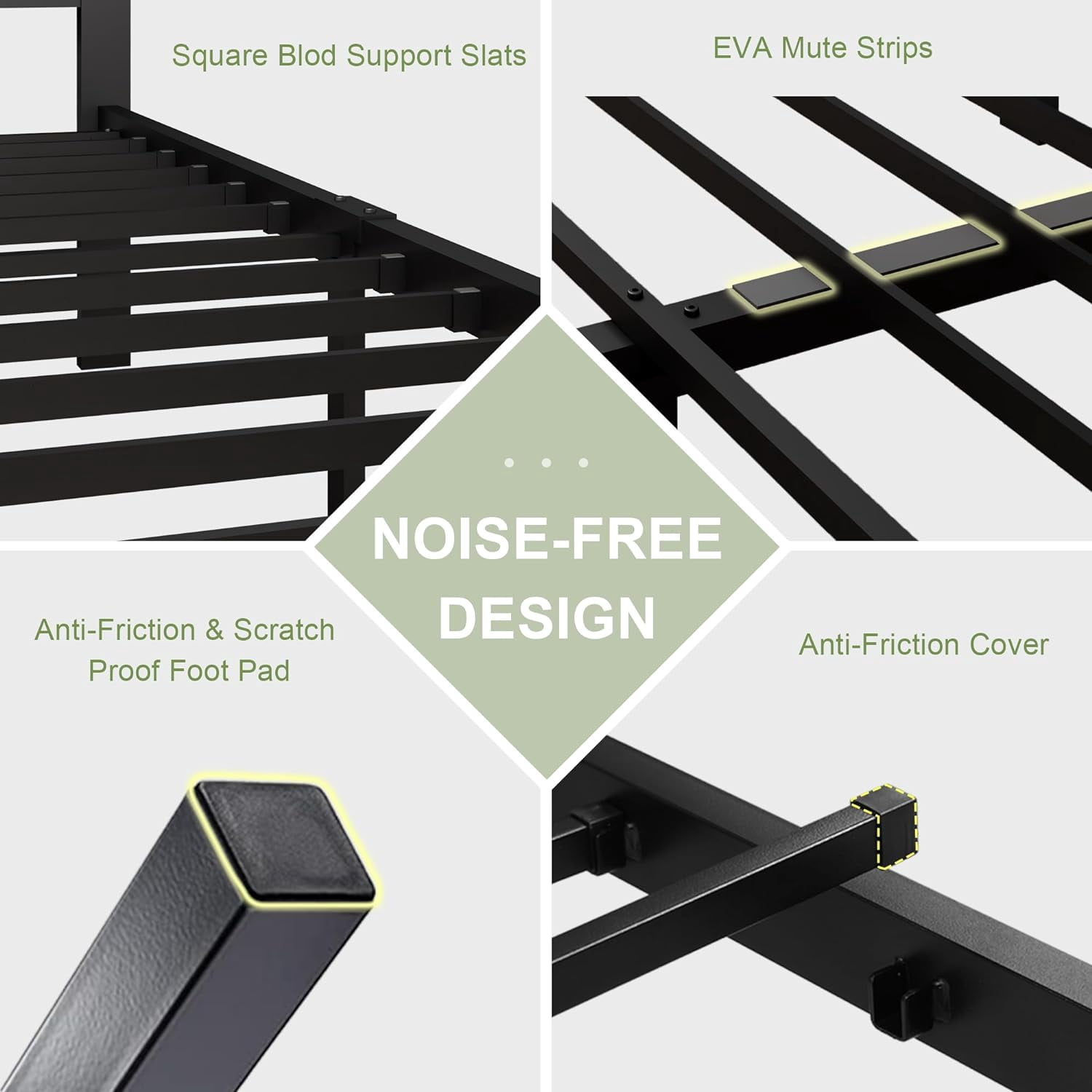Feonase Queen Size Metal Bed Frame with Fabric Button Tufted Headboard,Heavy Duty Metal Slats, Noise Free, No Box Spring Needed, Dark Grey