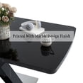 thumbnail image 4 of Morufur Modern Rectangle Dining Table with Extendable, Black Marble Patterned Table Top with X-Shape Leg and Metal Base, 4 of 9