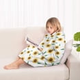 thumbnail image 4 of White Green Stem Sunflower Pattern Blanket Hoodies for Kids 6-13YR Oversize Wearable Blanket Hoodies for Boys Girls Teens, 4 of 7