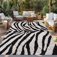 thumbnail image 2 of Black White Zebras Outdoor Rug for Patio/Deck/Porch, Non-Slip Large Area Rug 6 x 9 Ft, Vintage Abstract Art Indoor Outdoor Rugs Washable Area Rugs, Reversible Camping Rug Carpet Runner, 2 of 8