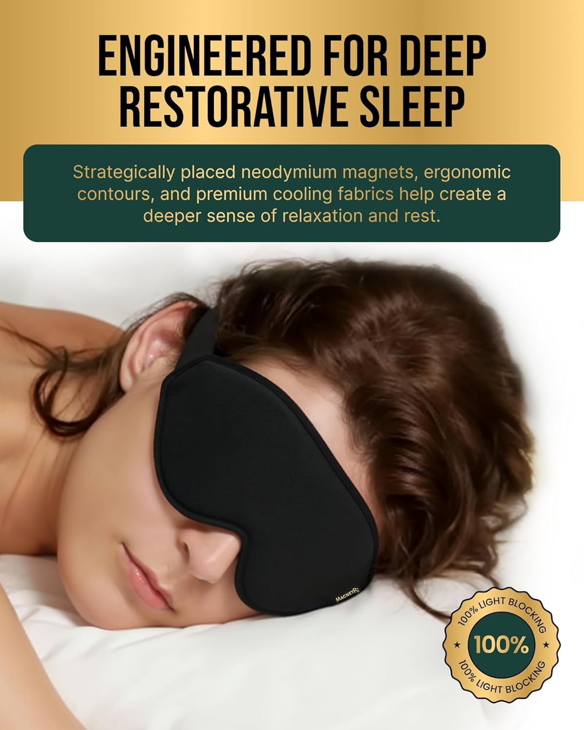 MagnetRX® Magnetic Sleeping Mask – Effective Magnetic Sleep Masks for Men & Women with 11 Neodymium Magnets – 100% Blackout Sleep Mask for Deep Relaxation, Travel & Meditation