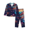 thumbnail image 1 of Fotbe Colorful Feather Owl Conjunto de Pijama de Manga Larga para Mujer con Estampado, Ropa de Dormir de 2 Piezas, Conjunto de Casa Suave y Cómodo con Bolsillos-Small, 1 of 7