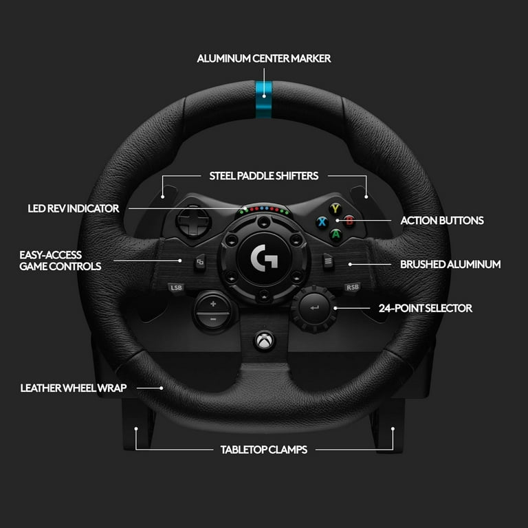 Logitech G923 Racing Wheel and Pedals, TRUEFORCE Feedback, Dual