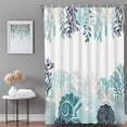 thumbnail image 3 of Bathroom Shower Curtain Summer Ocean Conch Coral Turquoise Waterproof Shower Curtains with Hooks, Cute Starfish Seagrass Bath Curtains Bathtub Curtain Home Decor 48x72in, 3 of 9