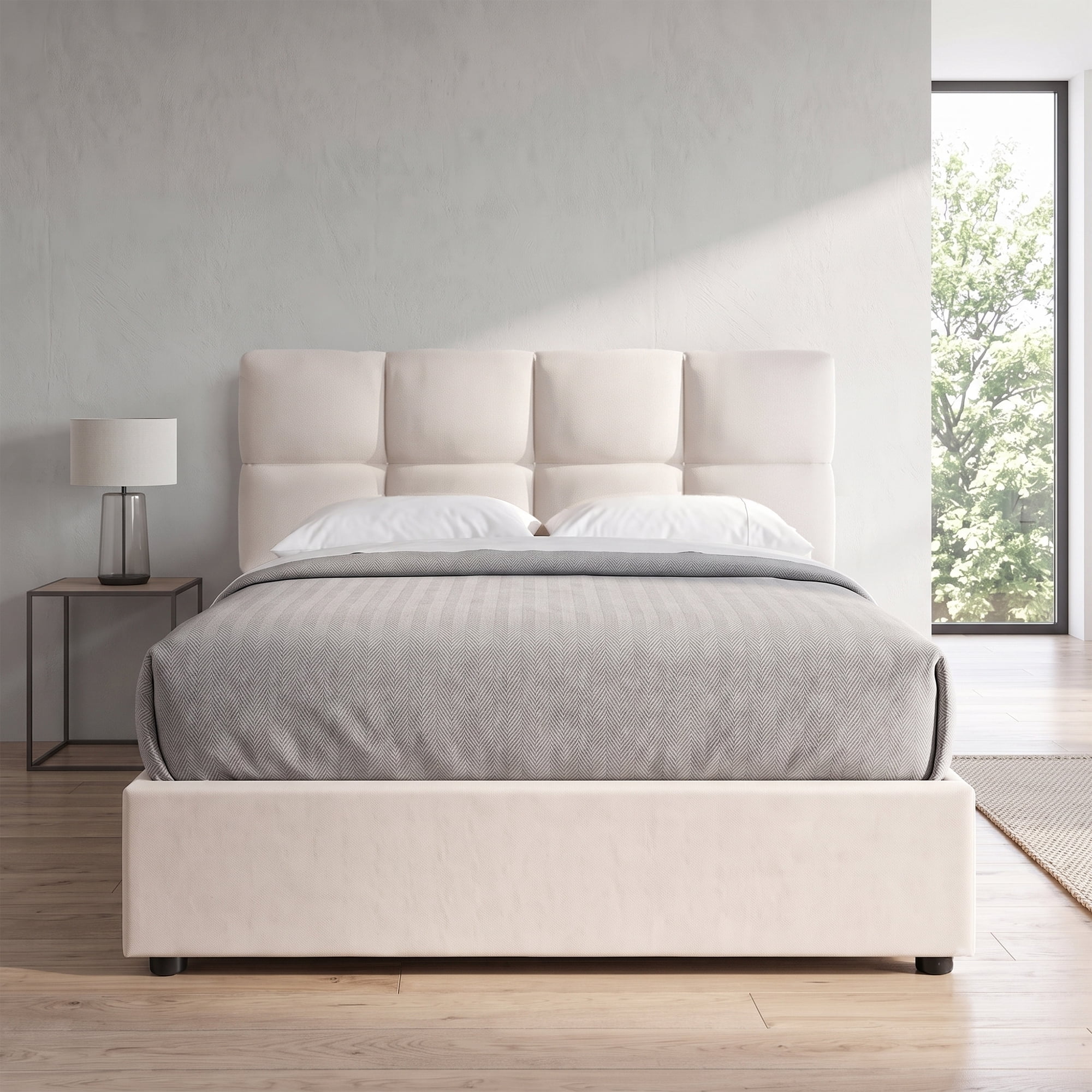 Twin Size Upholstered Platform Bed with Underbed Hydraulic Storage System