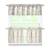 Rod Pocket Kitchen Curtain Set 3-Piece, 27.5x36 Inch Valance & Tier Drapes, Polyester Pongee Cafe Curtains for Living Room, Bathroom, Farmhouse Rustic Country Window Treatments.