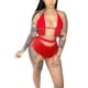 thumbnail image 2 of Conjunto de bikini de verano de 2 piezas para mujer Sujetador con cuello colgante sin espalda y sin mangas + tanga de borlas de color sólido Nituyy Conjunto de dos piezas de bikini con borlas, 2 of 5