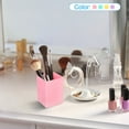 thumbnail image 6 of Unique Bargains Pencil Holder Plastic Pen Makeup Brush Holder Square Desktop Organizer Pink, 6 of 6