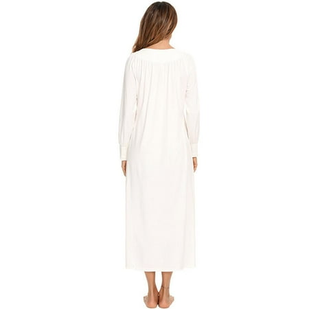 

Women s Long-sleeved Sheer Retro Sleep Skirt Casual Pajamas Dress S-2XL