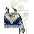 thumbnail image 2 of Vintage Ethnic Table Cloth, Boho Tribes Modern Blue Middle Century Waterproof Tablecloth for Square Tables, Reusable Washable Fabric Table Cover for Restaurant Kitchen Dining Tables 54"x54", 2 of 6