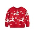 thumbnail image 2 of Odeerbi Toddler Boys Girls Christmas Sweater Cute Winter Thermal Knit Crewneck Sweater Children's Christmas Pullover Sweater Fall New Knitwear Toddler Clothes Red, 2 of 6