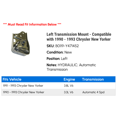thumbnail image 2 of Left Transmission Mount - Compatible with 1990 - 1993 Chrysler New Yorker 1991 1992, 2 of 2