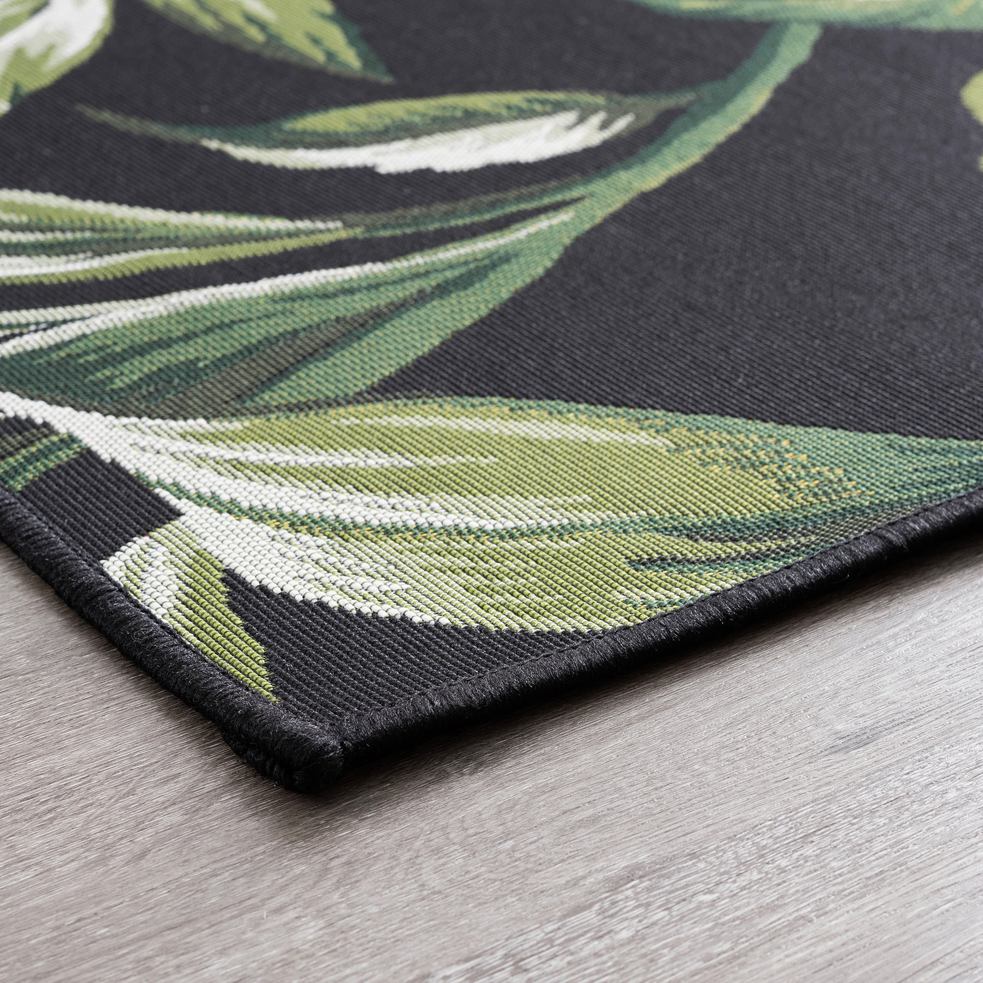 Stunning Transitional 8' x 10' Black and Green Polypropylene Outdoor Area Rug