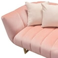 thumbnail image 3 of Diamond Sofa Sofa in Blush Pink Velvet w/ Contrasting Pillows & Gold Finished Metal Base, 3 of 13