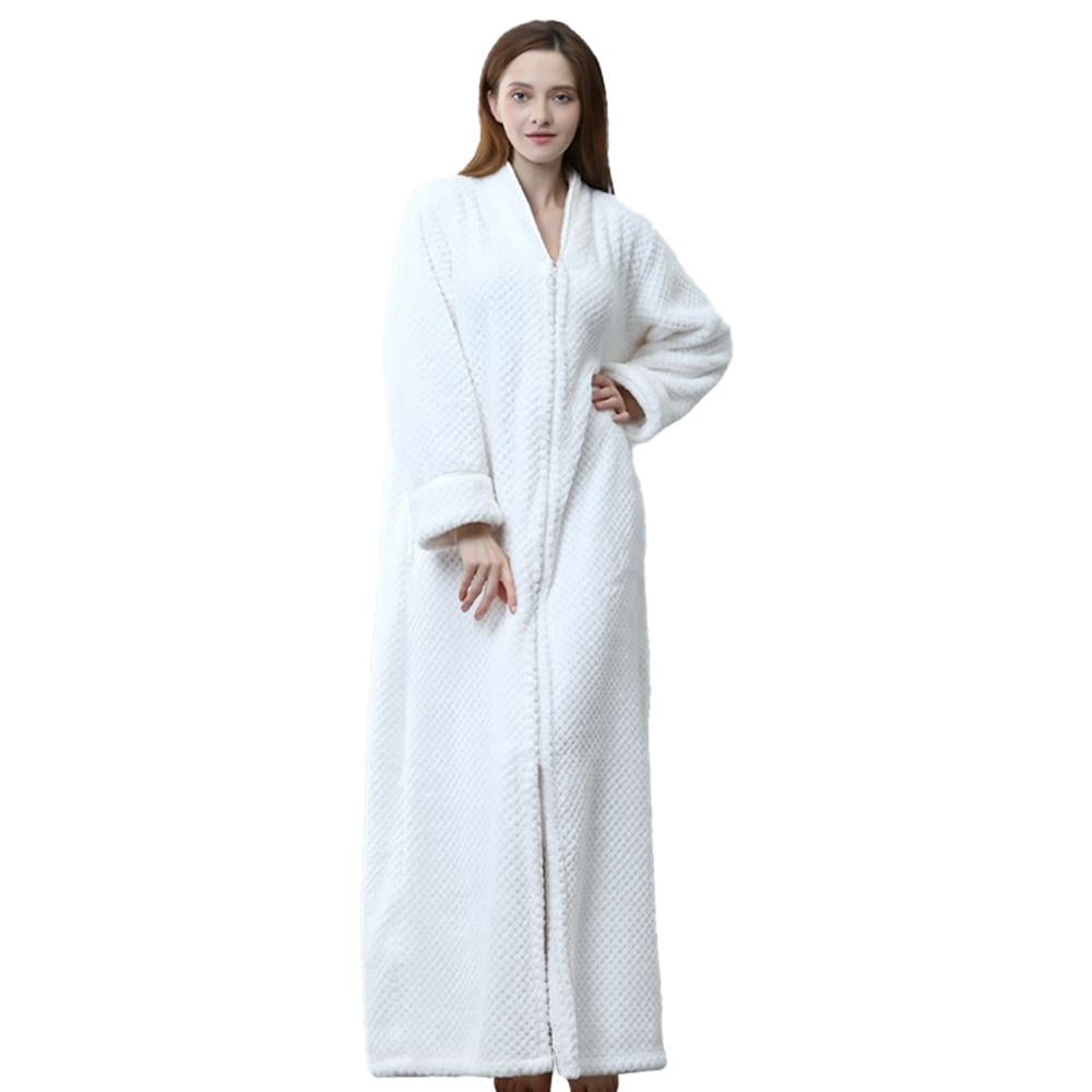 Womens Robes Dressing Gowns,Women Zipper Robe Short/Long Sleeve Housecoat  Soft Zip Up Bathrobe with Pockets Nightwear Sleepwear - Walmart.com