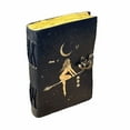 thumbnail image 4 of Witch-Themed Leather Journal, 5x7 Inch Notebook with Moon & Broom Design, 200 Handmade Paper Pages, Vintage Locking Diary for Writing & Sketching, 4 of 6