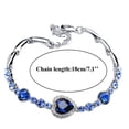 thumbnail image 3 of Pulsera de plata del océano del rhinestone del corazón Pulseras para las mujeres Pulseras para las mujeres pulsera del corazón de las niñas Dainty pulsera, 3 of 6