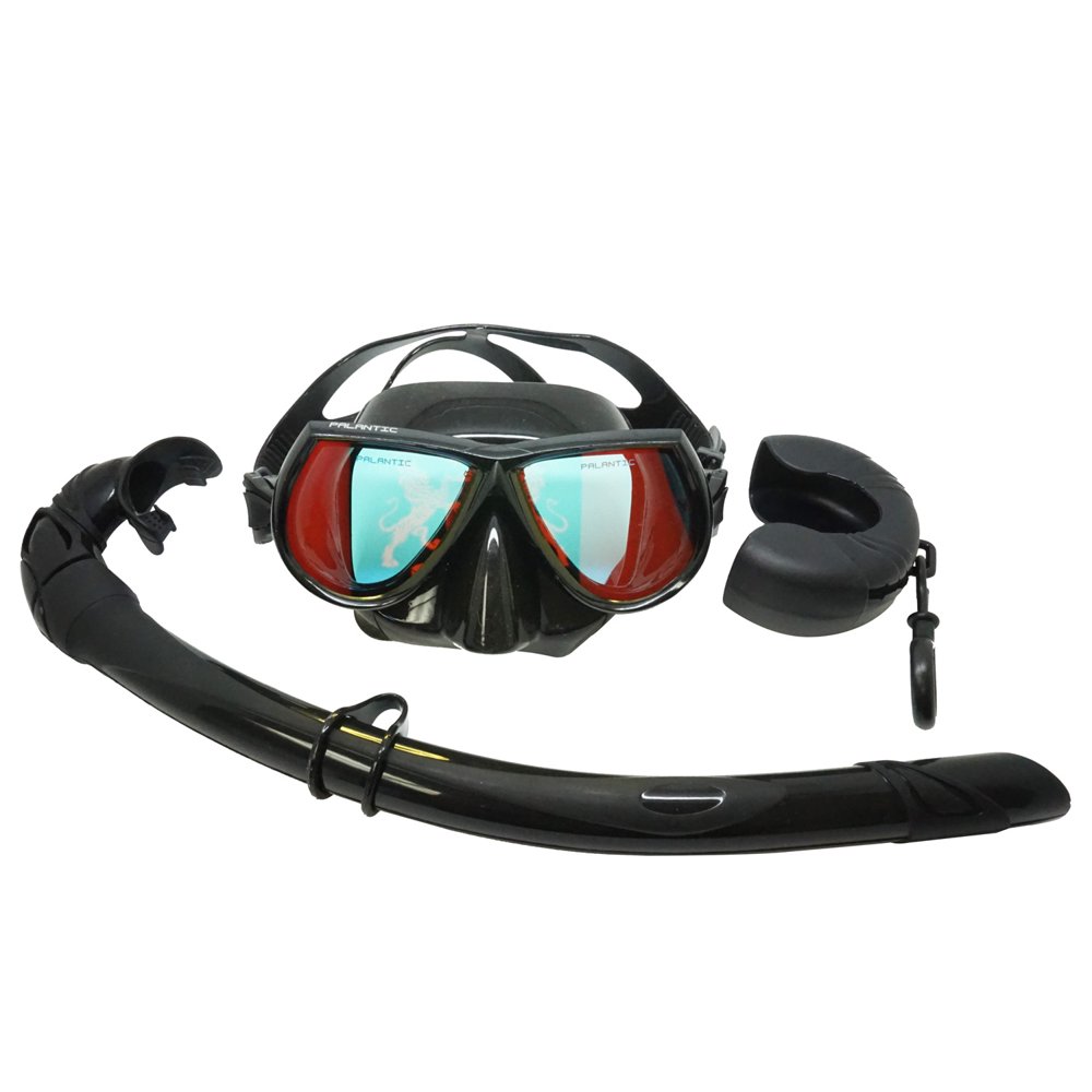 Palantic Black Mirror Coated Lenses Free Dive Low Volume Mask & Snorkel ...