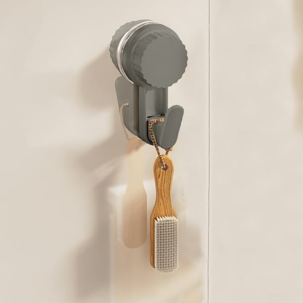 Vacuum Suction Cup Hook | Strong Wall Mount Towel & Cloth Organizer | No-Trace Plastic Holder | Bathroom Kitchen Multi-Purpose | Black/White/Gray | 4.3"x2.1"x1.9" | 1 Pack