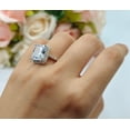 thumbnail image 4 of Halo Emerald Cut Engagement Ring CZ 925 Sterling Silver Size 5, 4 of 7