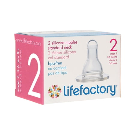 Lifefactory Medical-grade Silicone Nipple, 3-6M, Stage 2, 2 Ct