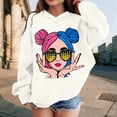 thumbnail image 2 of Toddler Girls Hoodies Long Sleeves Loose Fit Casual Outerwear Printed Pullovers Tops Size 4-5T , White, 2 of 8