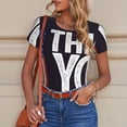 thumbnail image 4 of KLL Women 's Crew Neck Bodysuit Jumpsuits Veterans Day2 Print Short onesies Stretch T Shirts, 4 of 5
