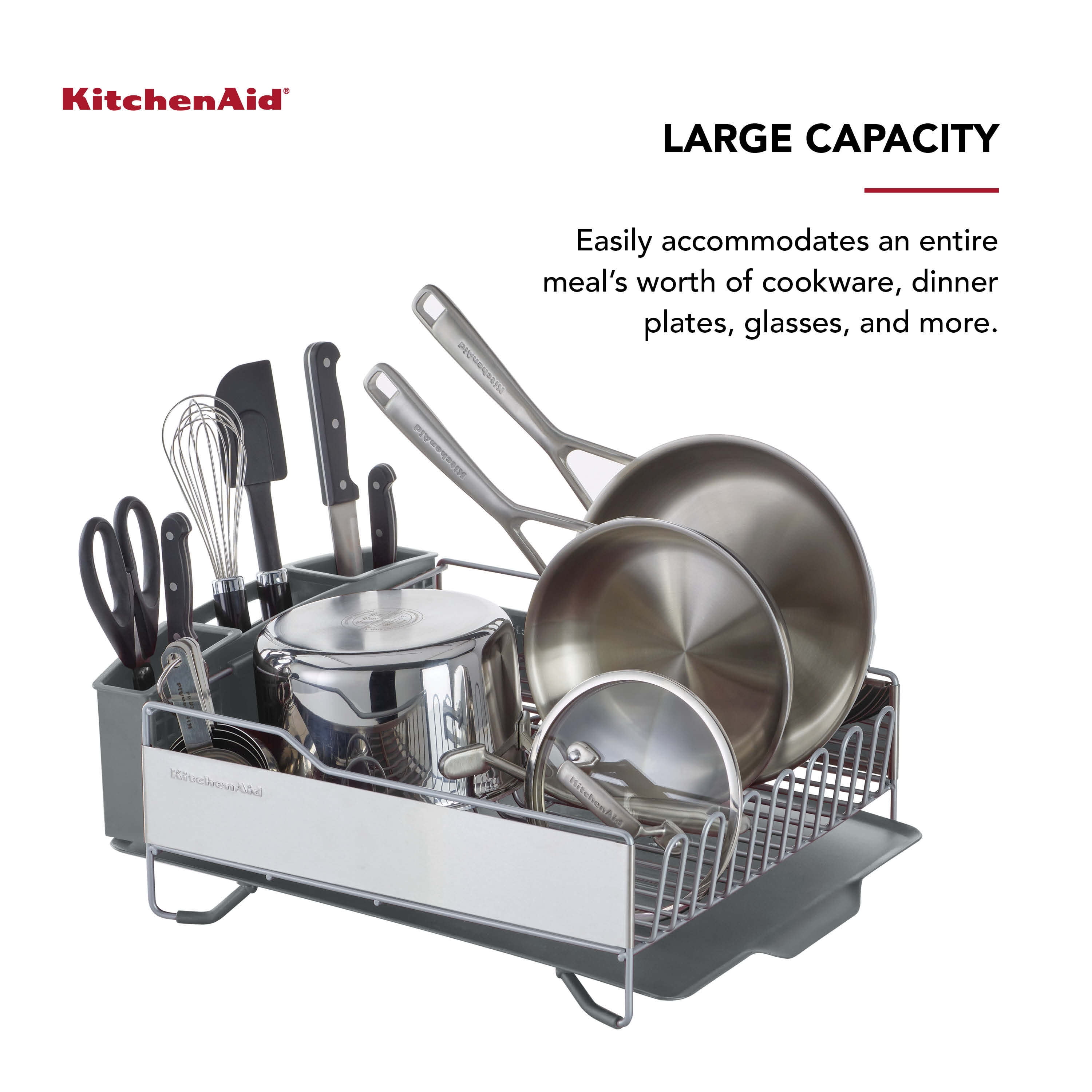  KitchenAid Full Size Dish Rack, Light Grey & OXO Good Grips  SimplyTear Paper Towel Holder - Stainless Steel: Home & Kitchen