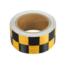 Unique Bargains 5cmx10m Yellow and Black Checkered Car Reflective Stickers Safety Warning Reflective Protector