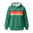 thumbnail image 5 of Women's Retro Stripe Hoodie Pullover Long Sleeve Colorful Casual Sweatshirt Top, 5 of 5
