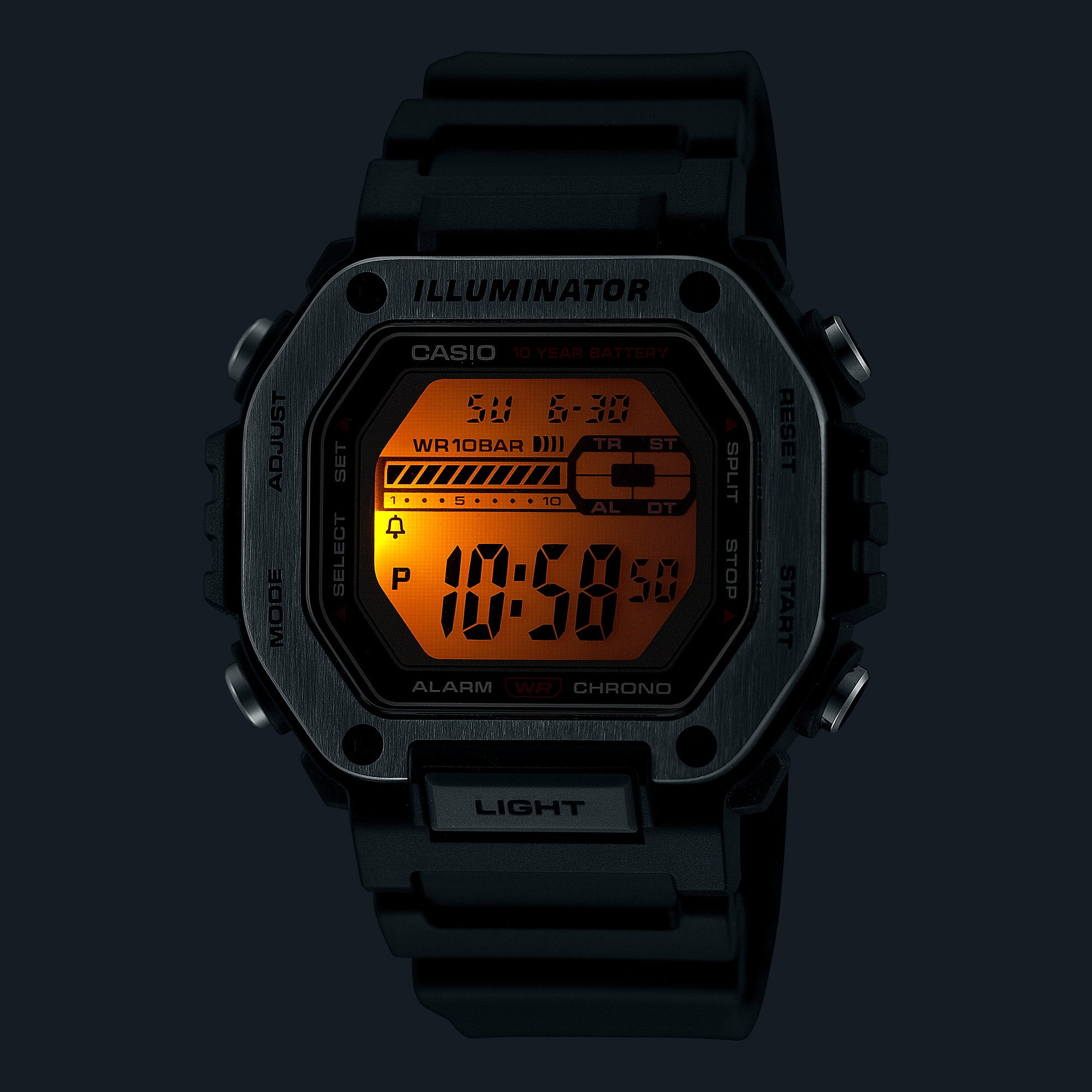Casio Men's Stainless Steel Bezel Digital Sport Watch, Black MWD-110H-1AV