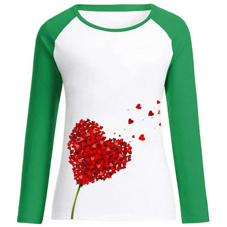 Rvidbe Valentine's Day Shirts for Women Love Heart Graphic Crewneck Long  Sleeve Gradient Pullover Sweatshirts Comfy Tops Army Green at   Women's Clothing store