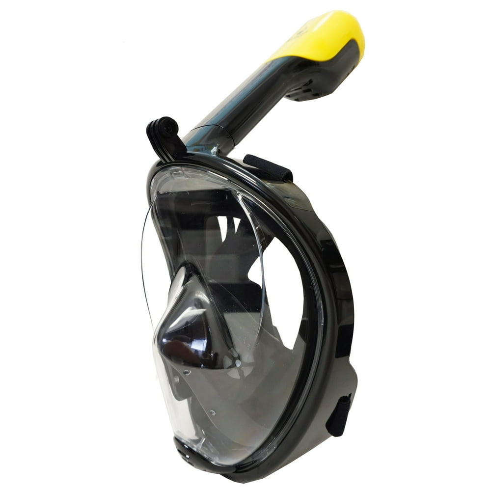 Snorkel Master Black Full Face Snorkel Mask with GoPro Attachment, S/M