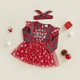 thumbnail image 3 of Douhoow Toddler Baby Girls Christmas Tulle Dresses Long Sleeve Ruffle Plaid Dress, 3 of 9