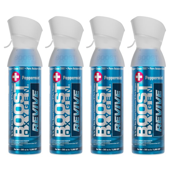 (4 pack) Boost Oxygen Portable Canned Oxygen, Peppermint, 5L