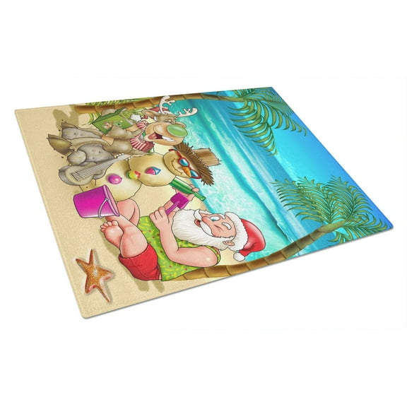 Carolines Treasures APH5148LCB Beach Christmas Santa Claus and Sandman Glass Cutting Board Large, 12H x 16W, multicolor