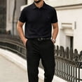 thumbnail image 2 of Men's Breeze Polo Shirts Beer Belly Breeze Short Sleeve Wear Collared Textured Shirt Stretchy Quick Dry Casual Golf for Outdoor Daily Black L, 2 of 5