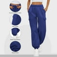 thumbnail image 3 of Womens Fleece Cargo Sweatpants Elastic Waist Casual Baggy Jogger Pants Athletic Cinch Bottom with Pockets, 3 of 5