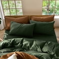 thumbnail image 3 of MooMee Pillowcases 100% Washed Cotton Linen Like Textured Envelope Closure Set of 2 (Forest Green, Queen), 3 of 5