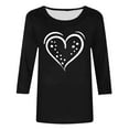 thumbnail image 4 of NTACZA 3/4 Sleeve Tops for Women Trendy Valentines Black Crewneck T Shirt Cute Pullover Loose Fit Shirts for Women L, 4 of 5