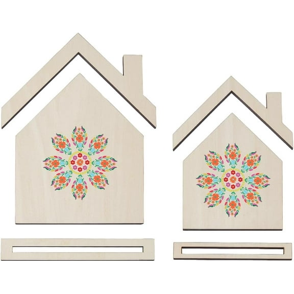1Set 2Size Wooden Embroidery Frames Embroidery Frame 4.1 5.8 Inch House Wooden Embroidery Display Frame Suitable for Finished Cross Stitch Embroidery Frames DIY Crafts Sewing Decorations