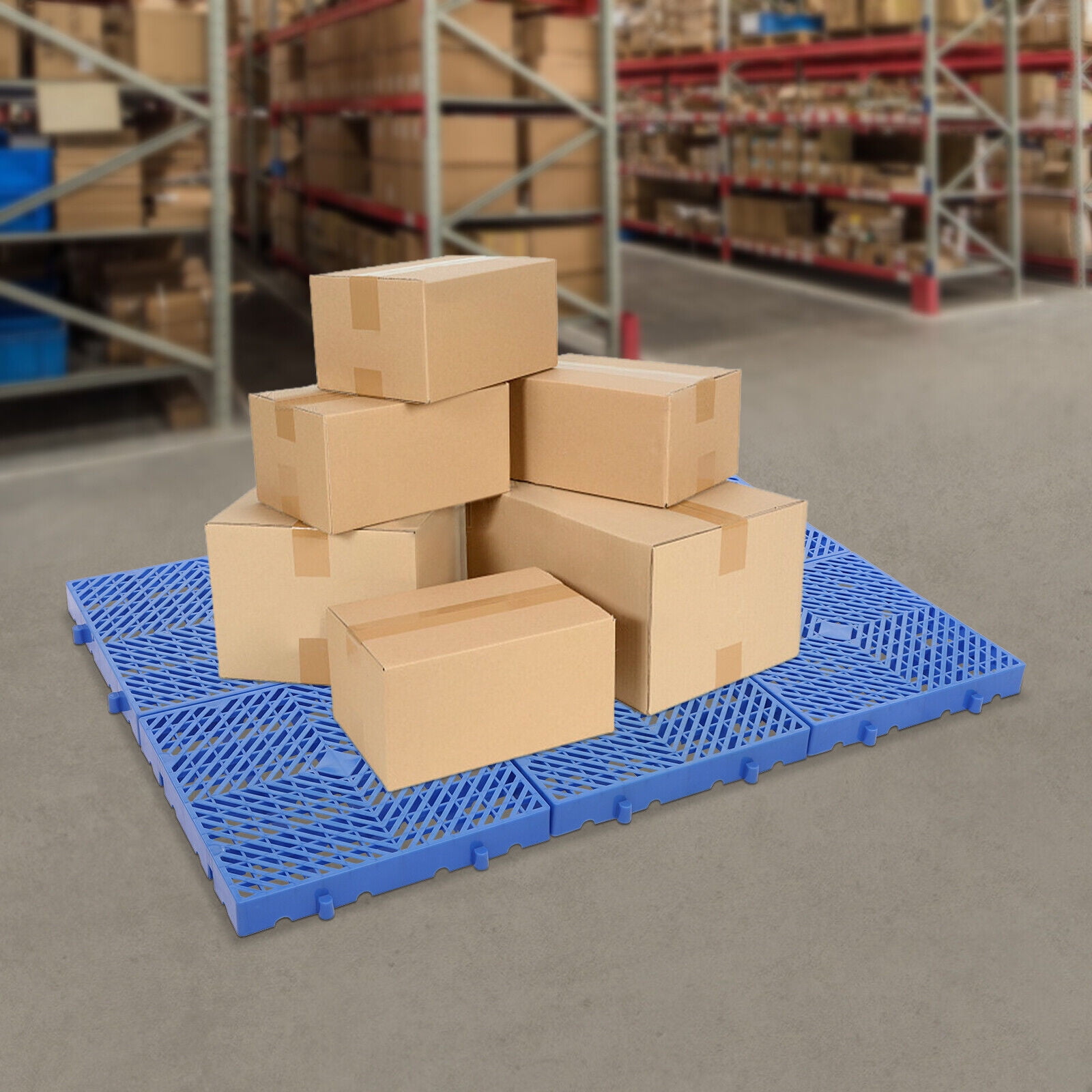 Miumaeov 6Pcs Square Plastic Pallet Ventilation Floor Pallet Breathable Grid Pad Blue 40*40*5cm