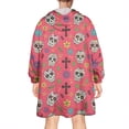 thumbnail image 2 of Wearable Oversized Blanket,Red Skull Flower Cross Pattern Wearable Blanket Hoodie for Adults,Cozy Hooded Blankets with Super Pockets,Super Warm Fuzzy Pullover for Women & Men, 2 of 6