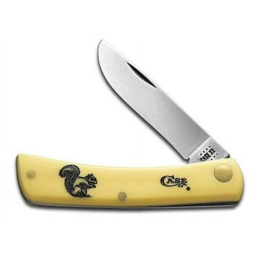 Case XX Knives Sodbuster Jr Squirrel Etched Yellow Synthetic 1/600 Stainless Pocket Knife 80032SQ