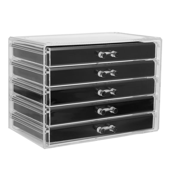 FRCOLOR Acrylic 90-Grid Rock Display Holder Transparent Collection Box Drawer Type 5-Layer Rock Storage and Crystal Display Case
