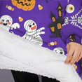 thumbnail image 3 of Oversized Wearable Blanket Hoodie,Cute Halloween Icons Pattern Sherpa Blanket Hoodie with Super Pockets,Super Warm Fuzzy Pullover for Women & Men, 3 of 6
