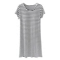 thumbnail image 1 of Tnhcen Robe de Pyjama à Rayures en Modal pour Femme avec Coussinets de Soutien-Gorge Intégrés - Vêtement de Nuit Doux et Confortable Col Ras du Cou Manches Courtes Tissu Extensible Facile d'Entretien Tenue Décontractée à la Maison M-3TG, 1 of 3