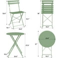 thumbnail image 4 of Twister.CK Bistro Table and Chairs Set of 2, 3 Piece Outdoor/Indoor Folding Patio Bistro Sets, 2 Chair Patio Furniture Set with Table, Foldable Coffee Tables for Balcony, Yard, Garden,Green, 4 of 9
